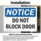 Signmission Do Not Block Door, 7 in W x Rectangle, Vinyl Decal OS-2PACK-NS-D-57-L-15414 - alternate 3